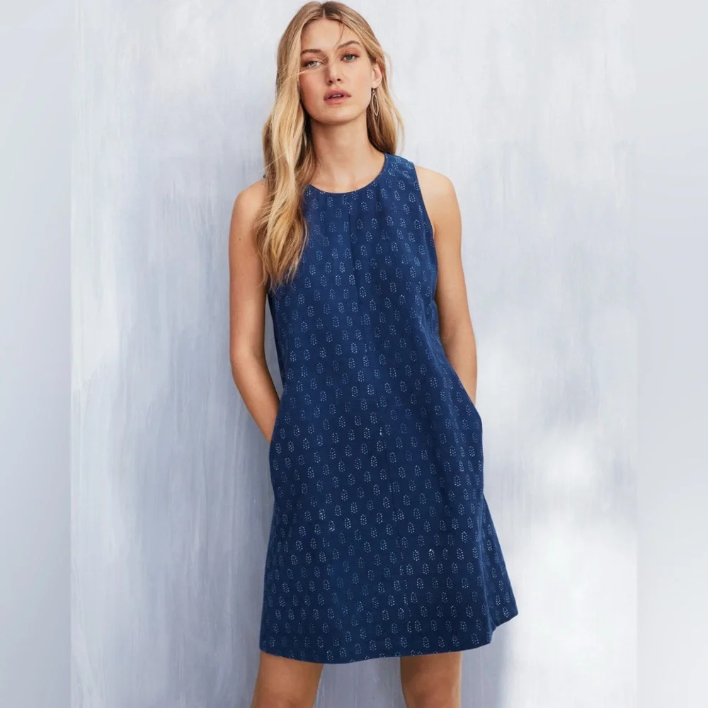 EILEEN FISHER Organic-Cotton Block-Print Dress size small brand new with tags